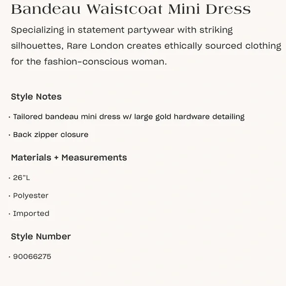 👗Rare London Bandeau Waistcoat Mini Dress👗 - Picture 5 of 5